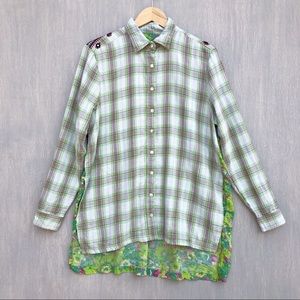 Artisan de Luxe boho mixed plaid tunic w/pockets M